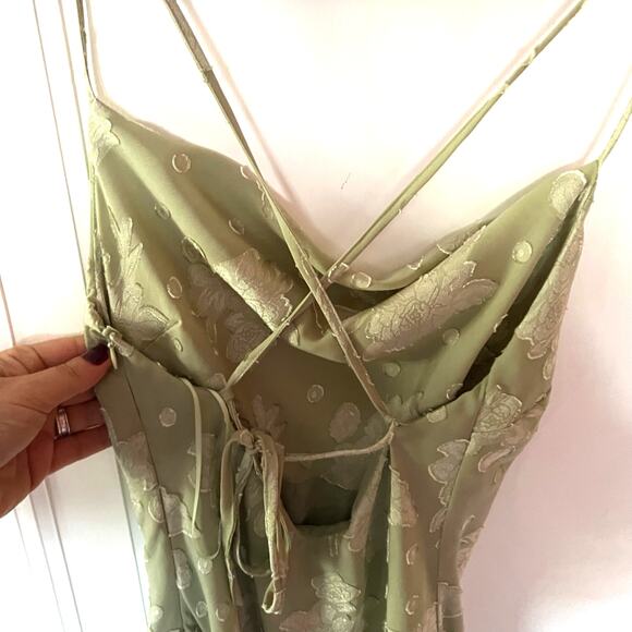 Hello Molly Green Jacquard Floral  Dress SZ 4 - Picture 9 of 10